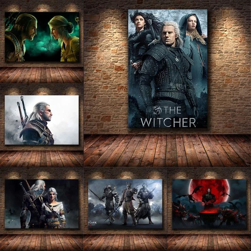 Ведьмак горячая Распродажа игровые плакаты и принты на холсте роспись настенное