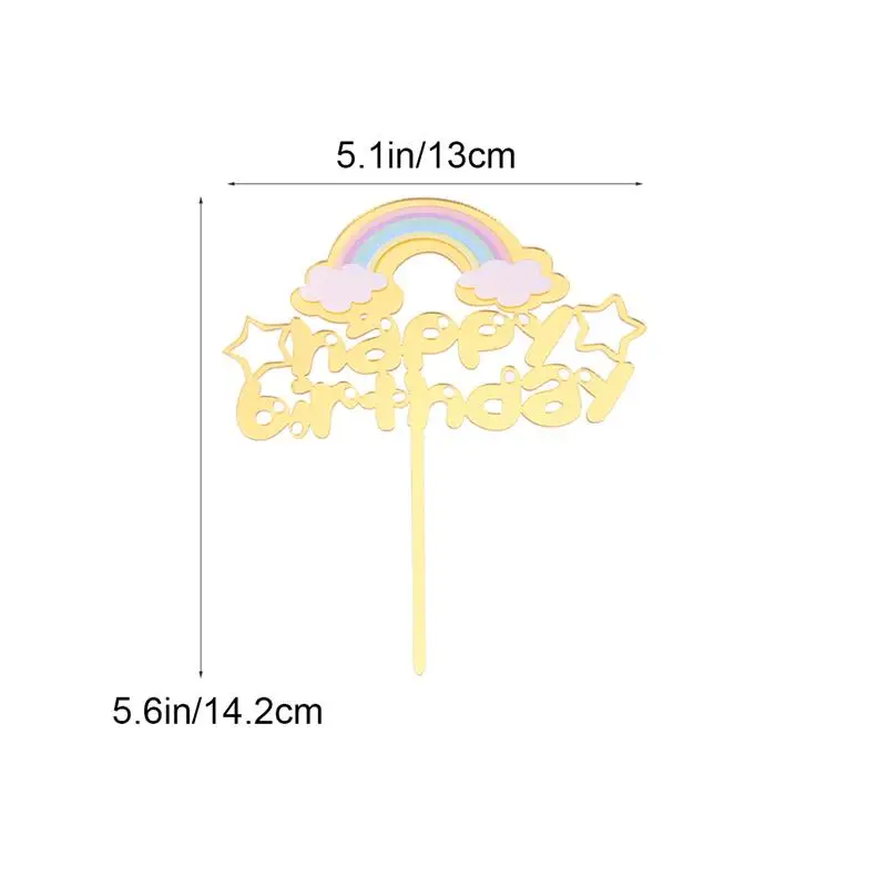 2 шт. акриловый Радужный торт Топпер С Днем Рождения украшения торта топперы для