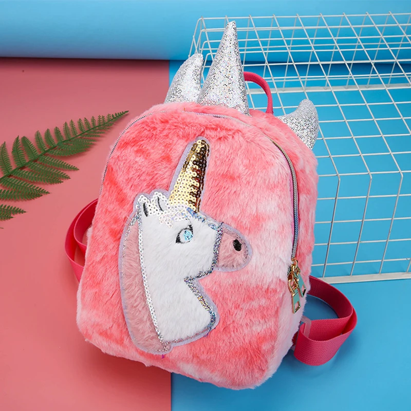 Модный рюкзак для девочек Студенческая сумка с блестками и единорогом женский