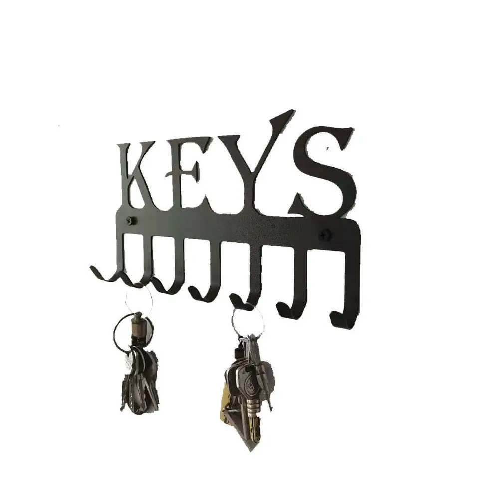 

Black Balcony Metal Wall-mounted Clothes Rack Coat Rack Key Holder Kitchen Organizer Bathroom Rangement Hooks Hangers Storage