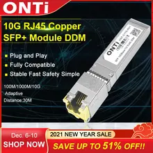 ONTi 10G RJ45 Copper SFP+ Module 10GBase-Tx Ethernet Fiber Optic FTTH Compatible with Cisco/Mikrotik Switch 30m