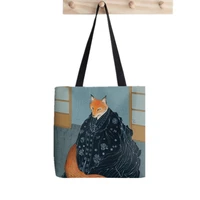 shopper the foxs wedding tote bag printed tote bag women harajuku shopper handbag girl shoulder shopping bag lady canvas bag