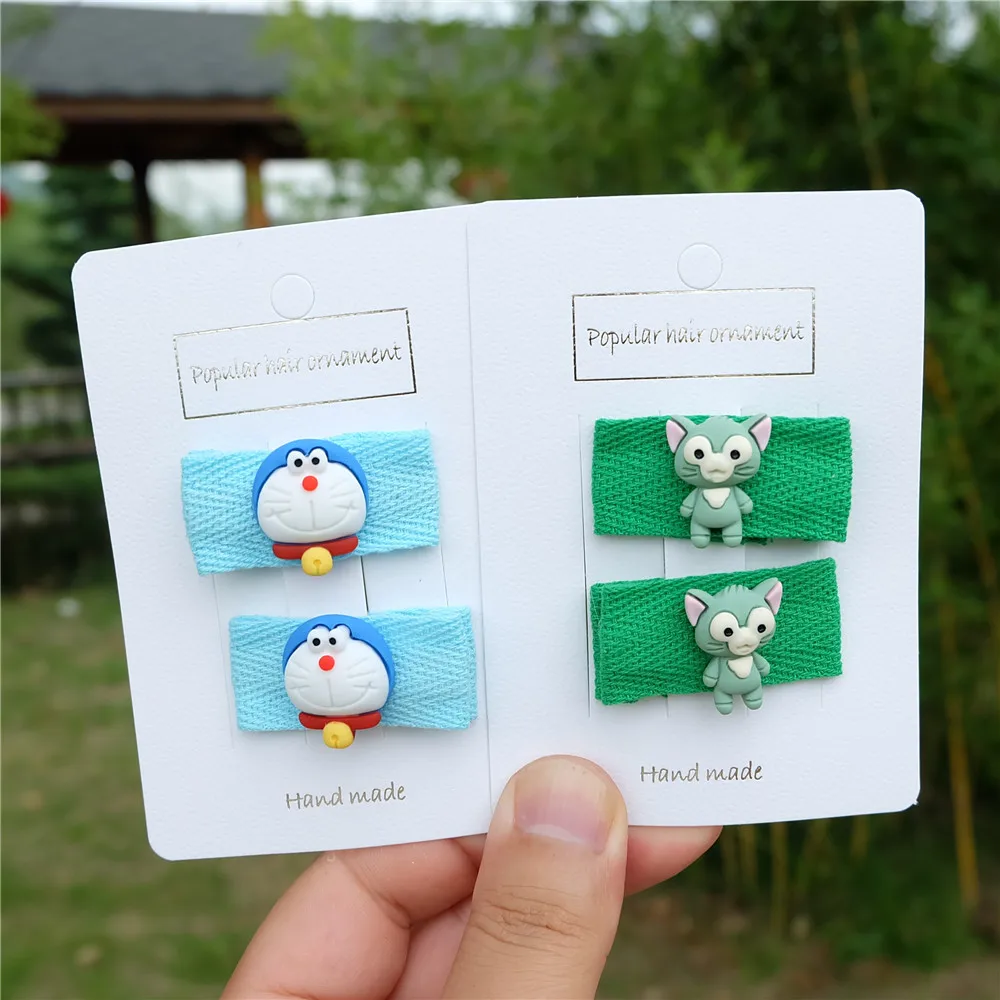 2 шт./компл. детские заколки для волос с рисунками животных цветные ленты