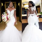 NUOXIFANG 2020 Новые африканские аппликации Русалка Простые Свадебные платья пикантные Свадебные платья с открытой спиной платье для невесты