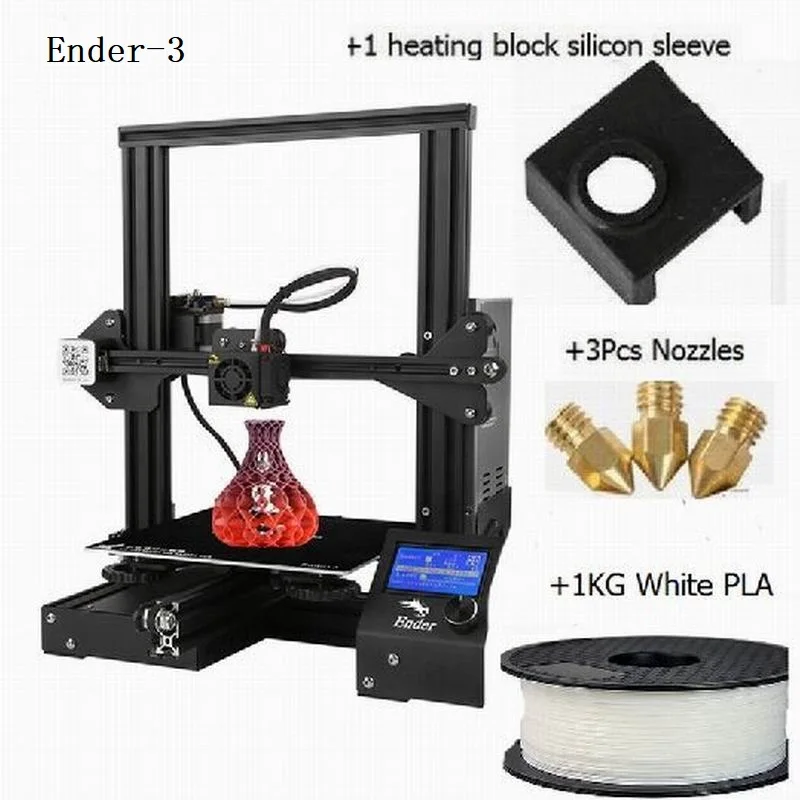 CREALITY 3d принтер Ender-3 обновленный подарок из закаленного стекла сопла и нагревательный блок силиконовый рукав+ PLA
