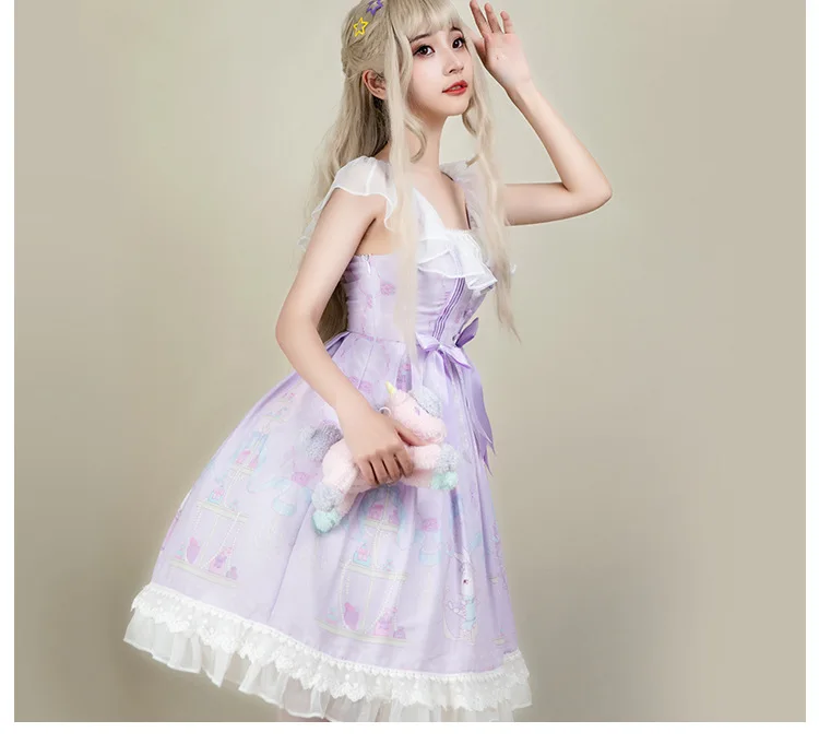 Милое платье принцессы с кроличьими ушками и юбкой без рукавов|Платья в стиле