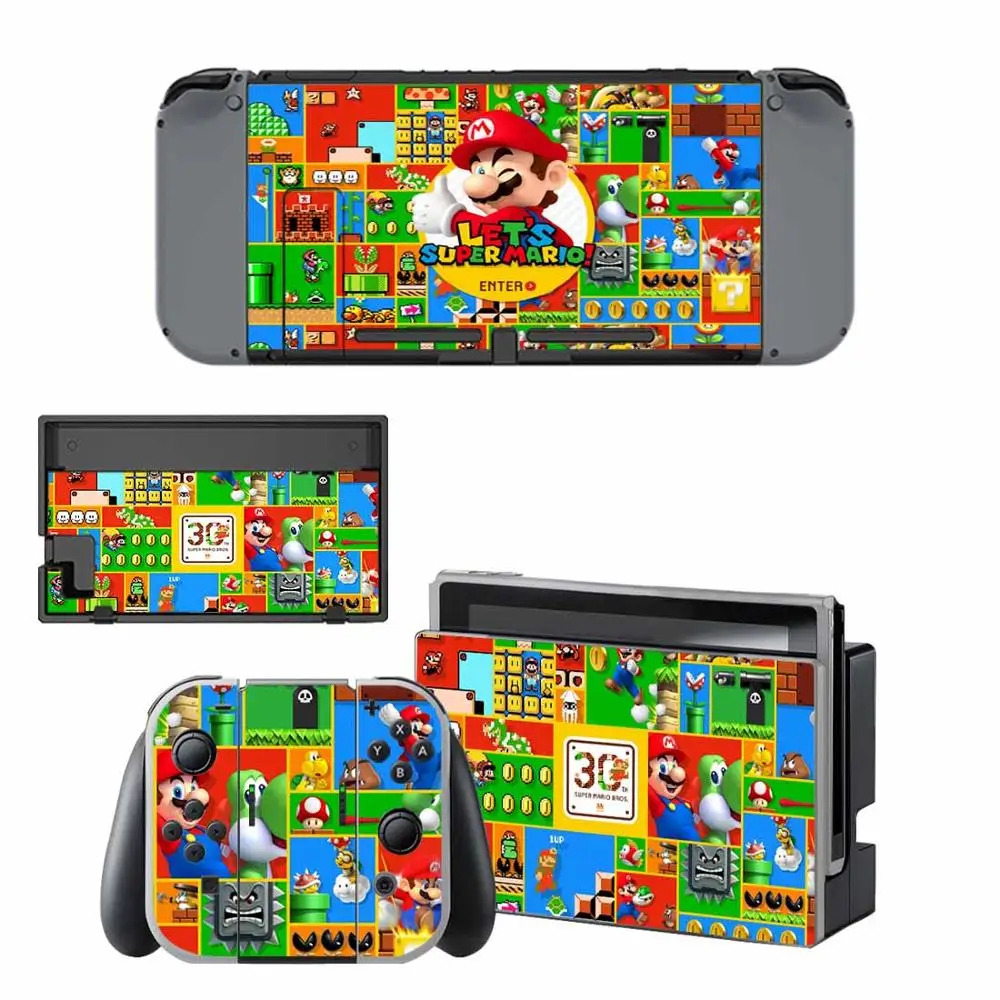 Стикер-протектор для Nintendo Switch с наклейкой Марио на полную оболочку для защиты наклеек для консоли Joy-Con Dock.