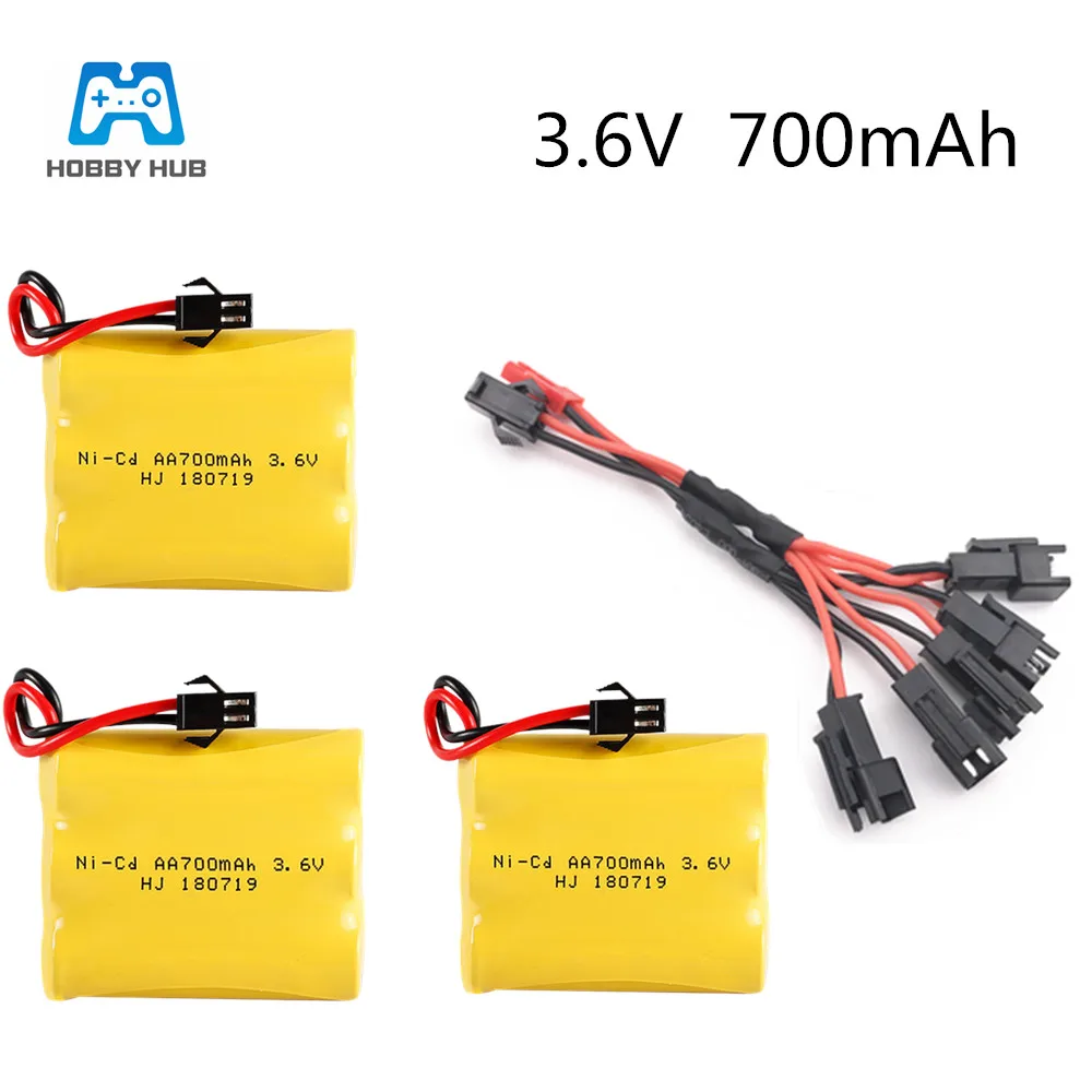 

Hobby Hub 3.6v 700mah Battery with 5in1/usb cable rechargeable battery for RC boat car electric toys tank lighting nicd 3.6 v AA