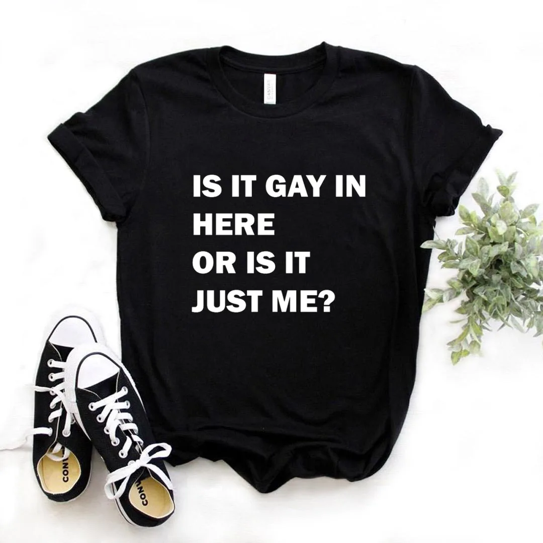 

Женская футболка с принтом «это гей здесь» или «это просто я», хлопковая Повседневная забавная футболка, женская футболка в подарок, женска...
