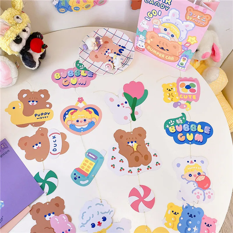 Ins Корейский мультфильм Медведь карта настенный домашний декор Висячие капли