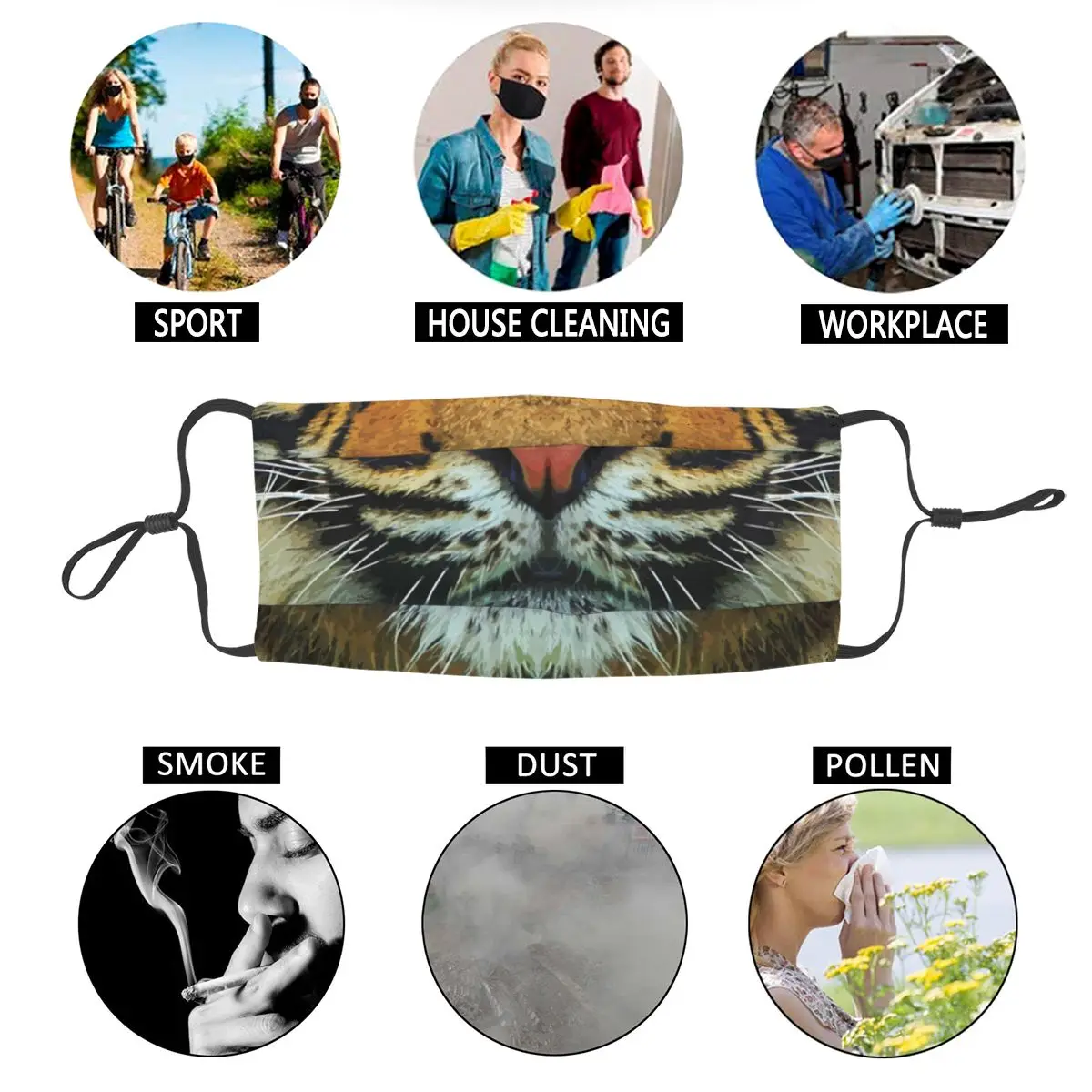 Тигровая экзотическая маска для животных Пылезащитная кошек влюбленных