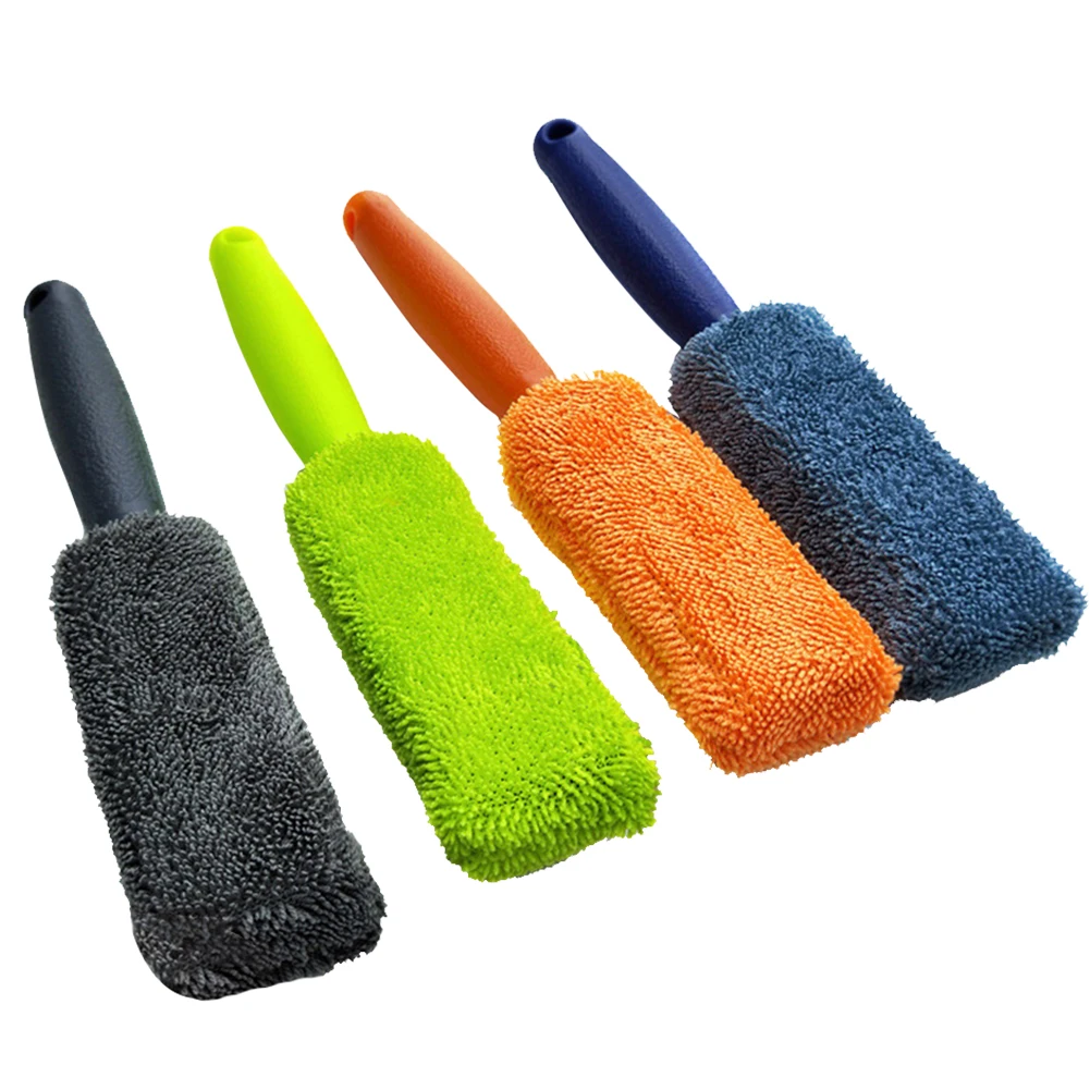 

4colors/set Practical Superfine Fiber Car Wheel Washing Tool Cleaning Brush Effortless Home Handheld Soft Long Handle Manual