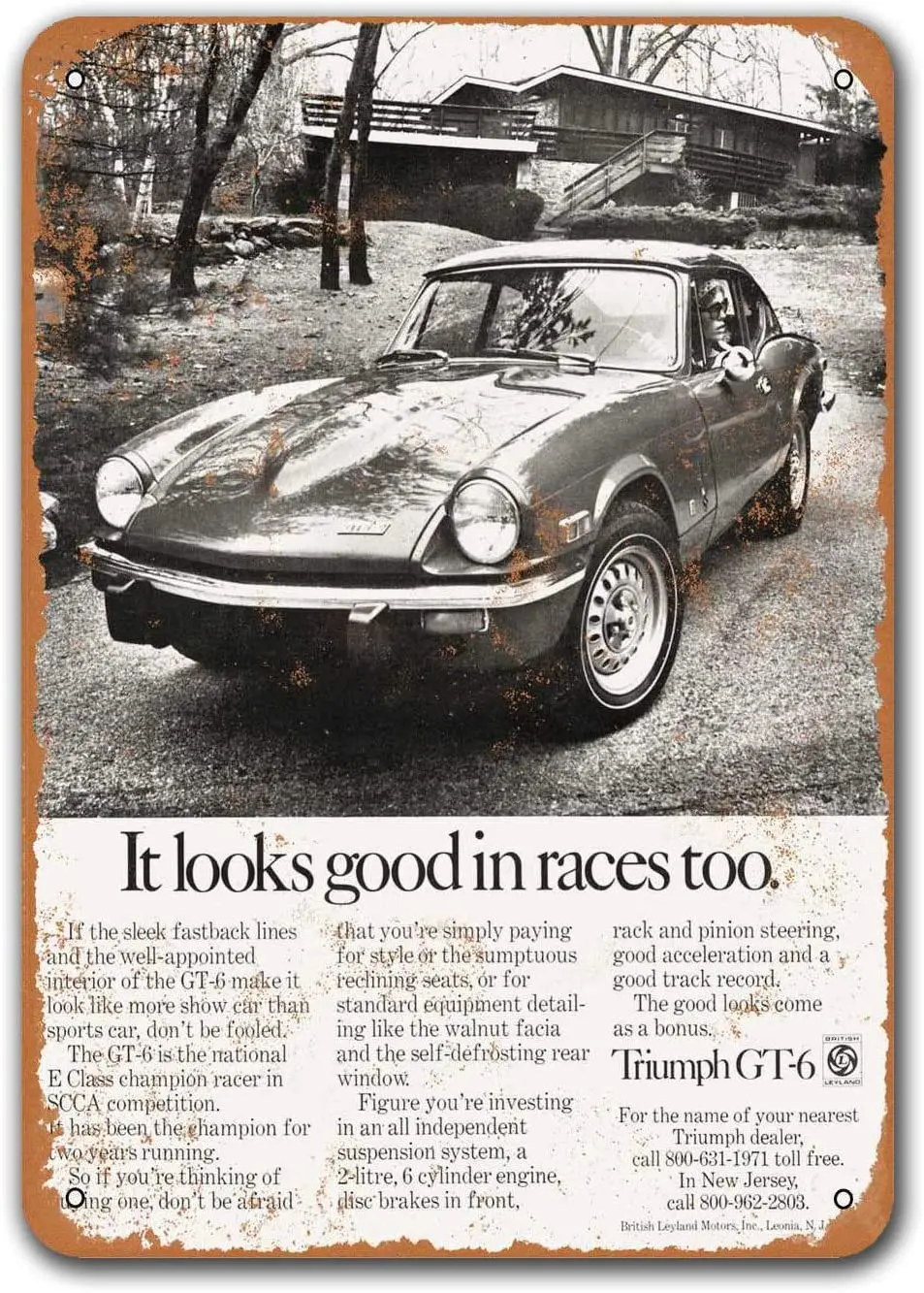 

1971 Triumph GT-6 автомобиль металлический жестяной знак, Sisoso винтажные таблички постер гараж мужская пещера Ретро Декор стен 8x12 дюймов