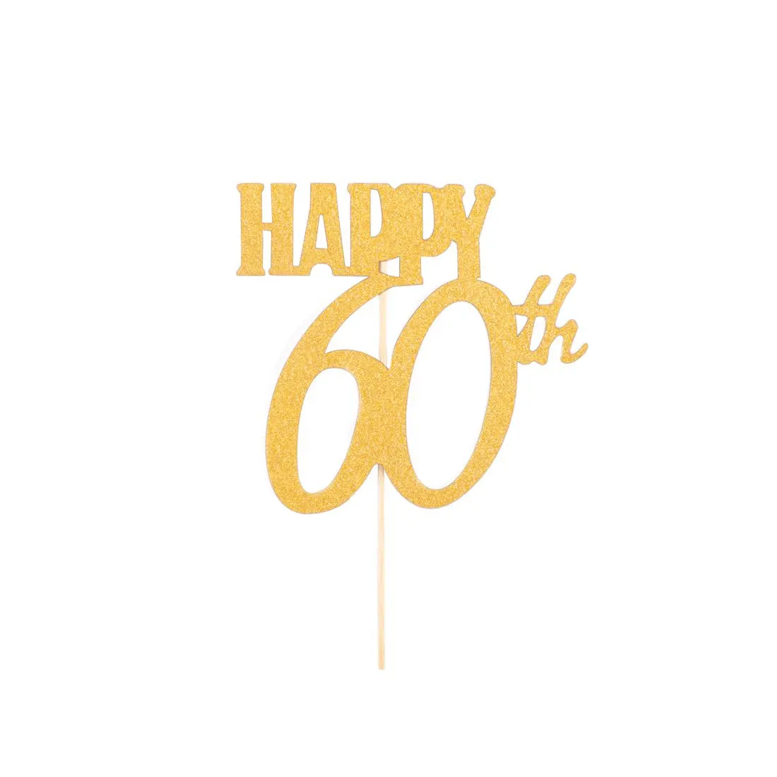 60th Юбилейный Блестящий Топпер для торта 10th/20th/30th/40th/50th/60th украшения для свадебного торта с днем рождения поставщик - Цвет: 60th