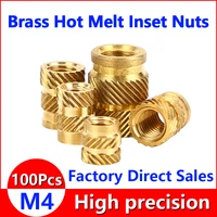 sl type double twill knurled brass injection nut brass hot melt inset nuts heating molding copper thread inserts nut m4 100pcs