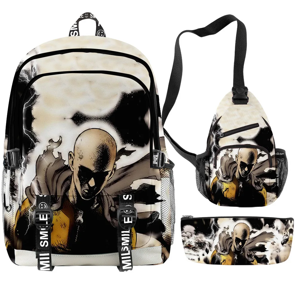 

Weysfor 3Pcs / Set Anime One Punch Man Backpack Rucksack Saitama Genos Child School Bags Teenager ONE PUNCH-MAN Daypack Book Bag