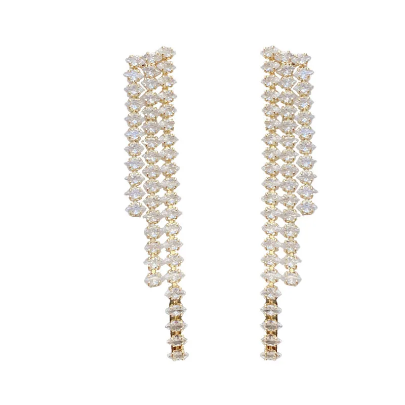 

Cubic Zirconia Earrings Long Tassels Earring Women's Trendy Accessories Korean Fashion Jewelry 2021