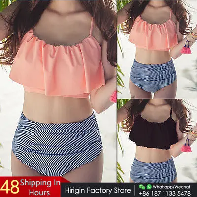 Купальники Для женщин с высокой талией треугольный комплект из двух предметов