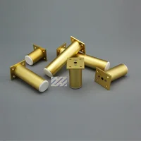 4Pcs Sanding Gold Round Dia.38mm Aluminum Alloy Adjustable Leveling Feet Leg Furniture TV Cabinet Cupbaord Sofa Couch Bed