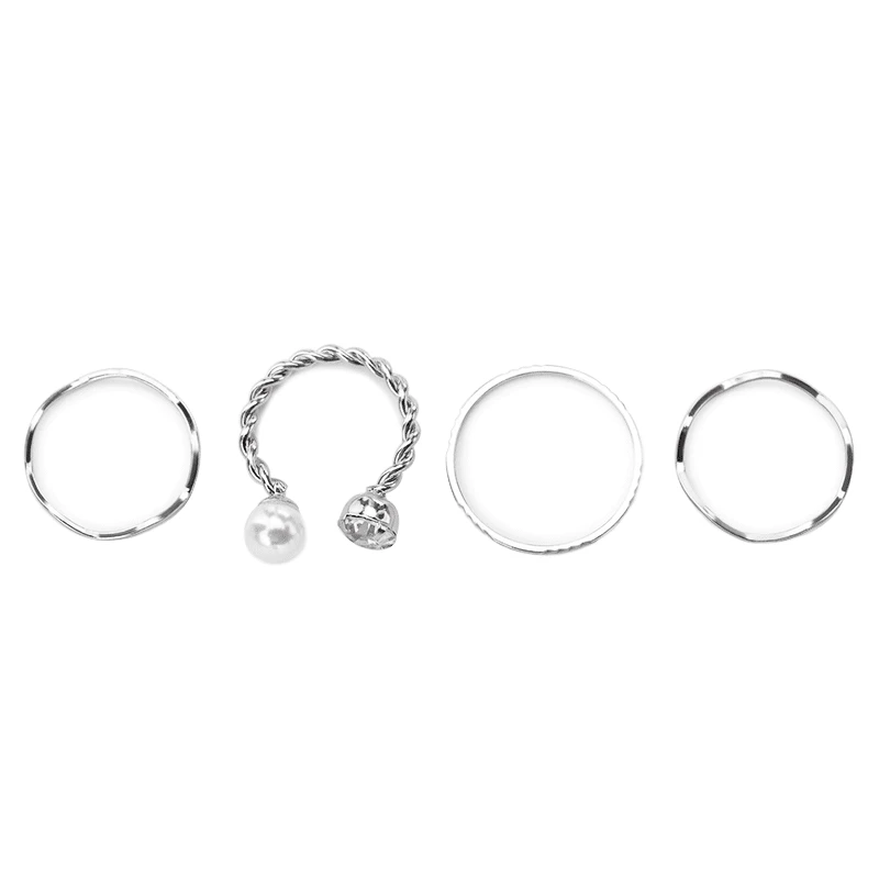 

QW Korean version simple personality four sets with diamond geometric ring Yiwu small ornaments wholesale holiday gifts