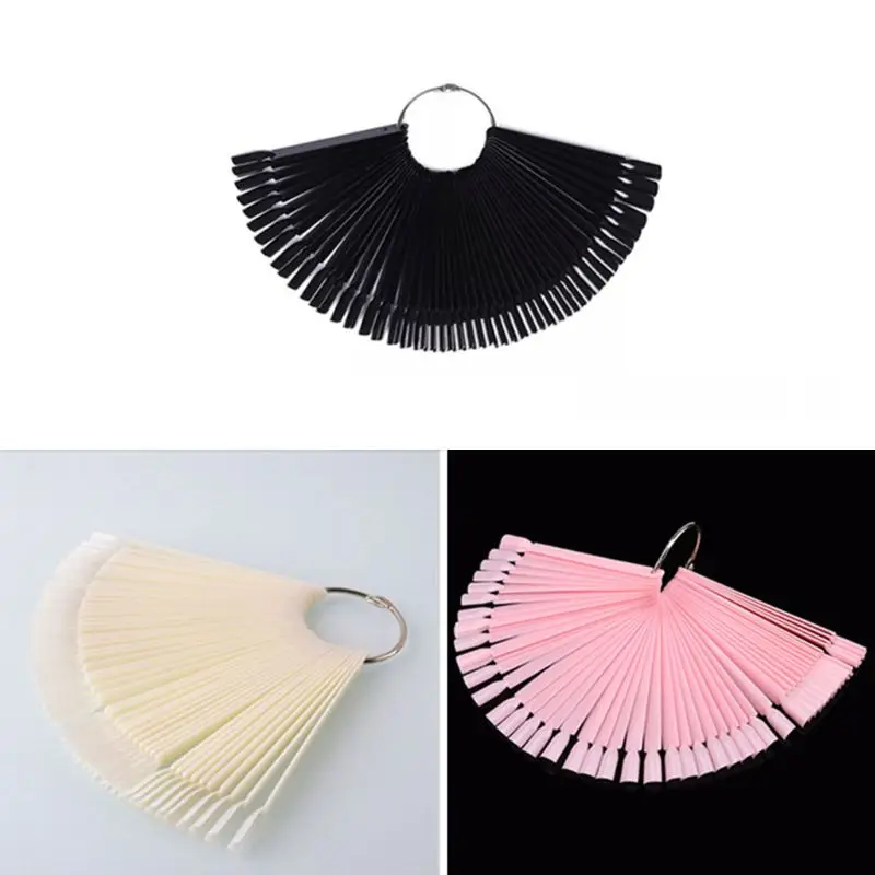 Веерообразные Типсы для нейл-арта образцы ногтей палочки белый розовый черный