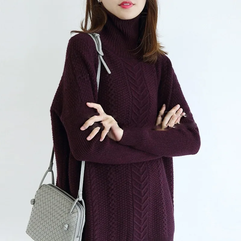 Новинка Осень-Зима стильный плотный свободный кашемировый свитер женский