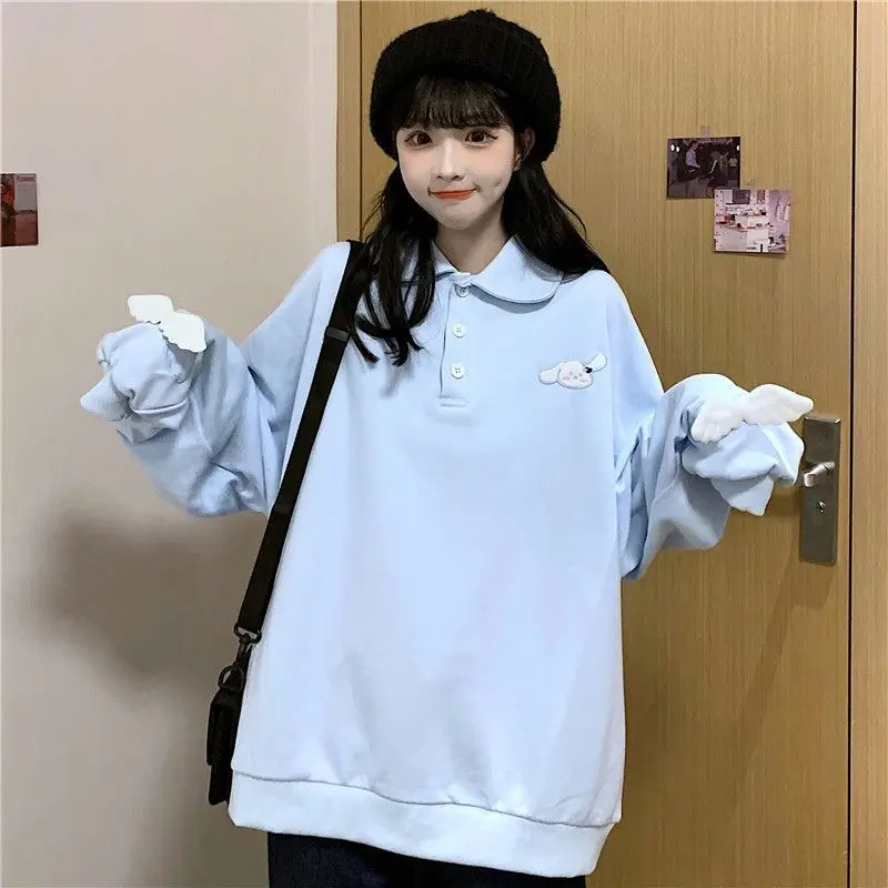 

Женский свитшот с длинным рукавом Y2k, милый мультяшный пуловер большого размера в Корейском стиле Харадзюку, уличная одежда для школьниц, 2021