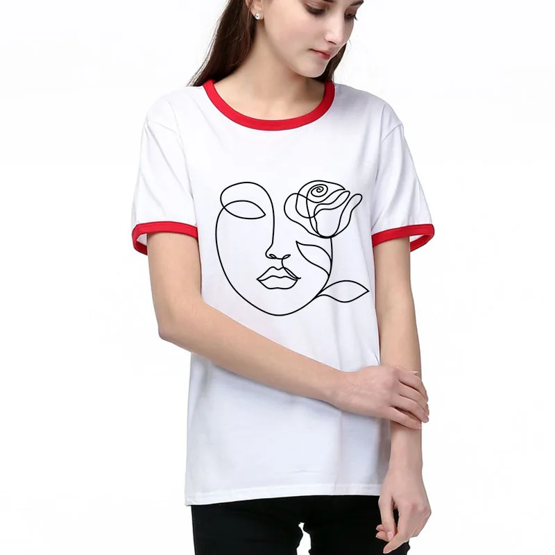 

Ace abstract Lines simple Women t shirt Loose plus size Casual women's fashion tees Art casual Vintage Ulzzang Harajuku T-shirt