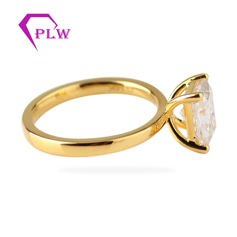 6*8 мм Сияющий граненый настоящий Муассанит DEF великолепное обручальное кольцо 14K