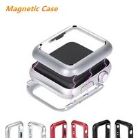 metal case cover for apple watch series 4 5 6 44mm 40mm iwatch 3 2 1 38mm 42mm magnetic adsorption protective frame shell