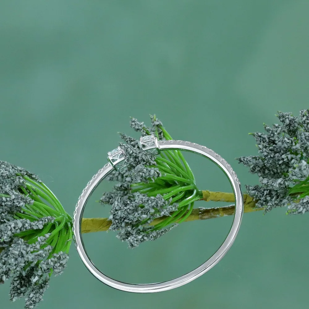 Трансвеститы 14K 585 Белое золото 2CT Сияющий с Halo F цвет Moissanite браслет для женщин ювелирные украшения юбилей свадебные подарки