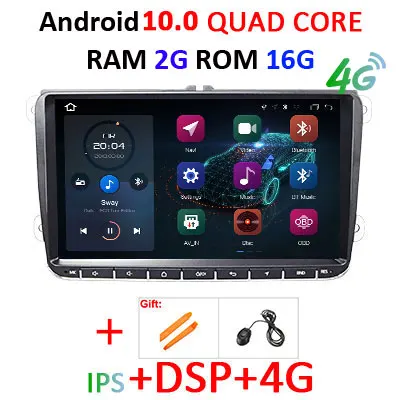 Android 10 2 Din 4 г+ 64 г 8 ядерный автомобильный dvd Мультимедиа Радио gps аудио для VW polo golf 5 6 passat B6 B7 cc tiguan skoda/Seat DSP ips - Цвет: 2G 16G IPS DSP 4G
