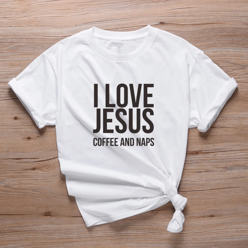 Футболка с надписью I Love Jesus Coffee And Naps женская уличная Эстетическая футболка для
