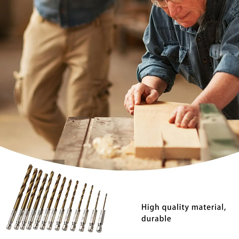 13 Pcs / Lot Hss Titanium Coated Drill Bit Set 1/4 Hex Shank 1.5-6.5 Mm 13pcs set Neutral shank drill | Инструменты