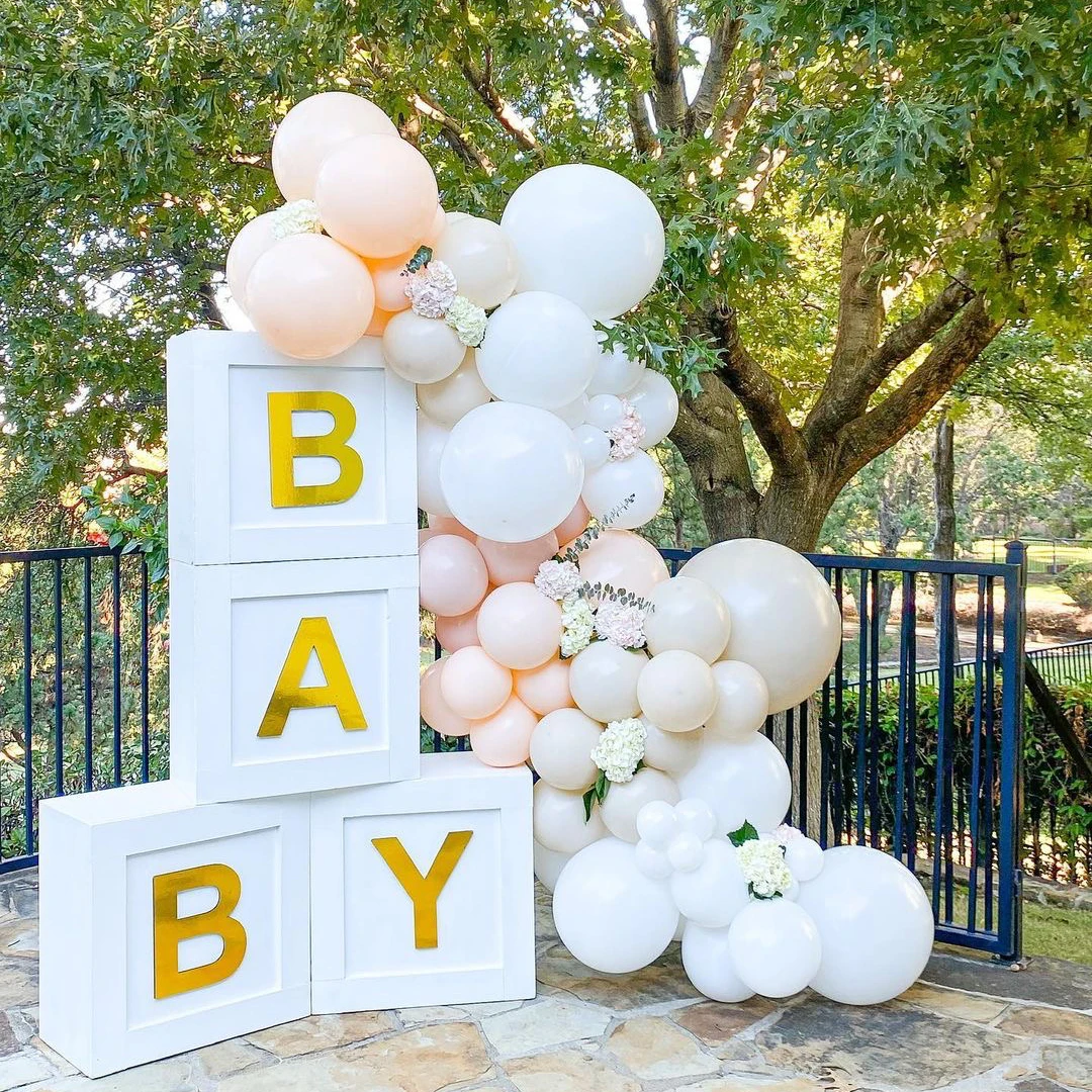 Абрикосовая гирлянда с воздушными шарами украшения для детского праздника белые