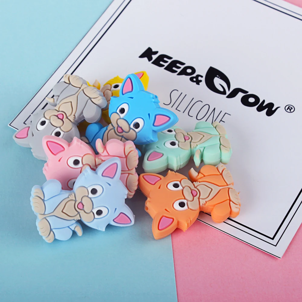 Keep& Grow, 10 шт., мини-силиконовые бусины для кошек, без бисфенола, Детские Прорезыватели для зубов, бисерное ожерелье DIY, силиконовые детские товары, игрушки для прорезывания зубов