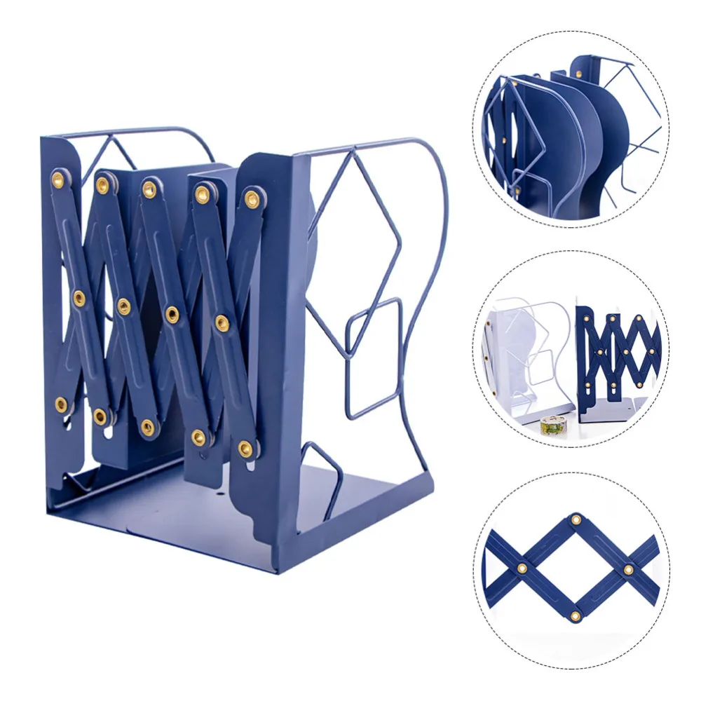 

Home Metal Stretching Bookend Desktop Books Holder Organizer (Random Color)