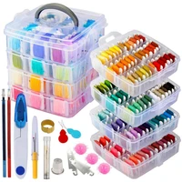 embroidery thread floss set including 200 colors cross stitch sewing thread with floss bins and 48 pcs cross stitch tool