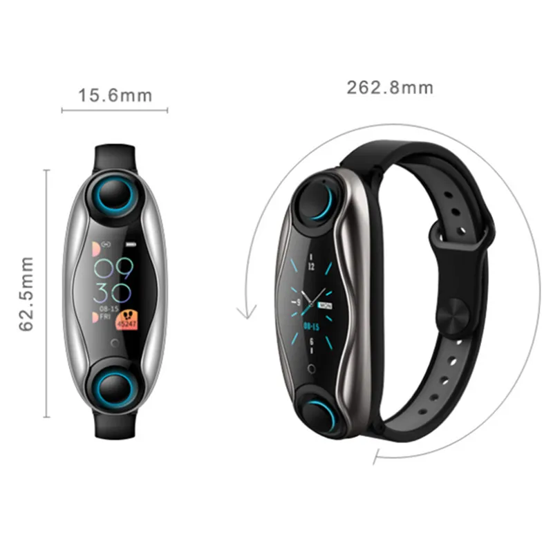 Модный цветной экран T90 фитнес-браслет 2 в 1 Bluetooth 5 0 чип IP67 водонепроницаемые