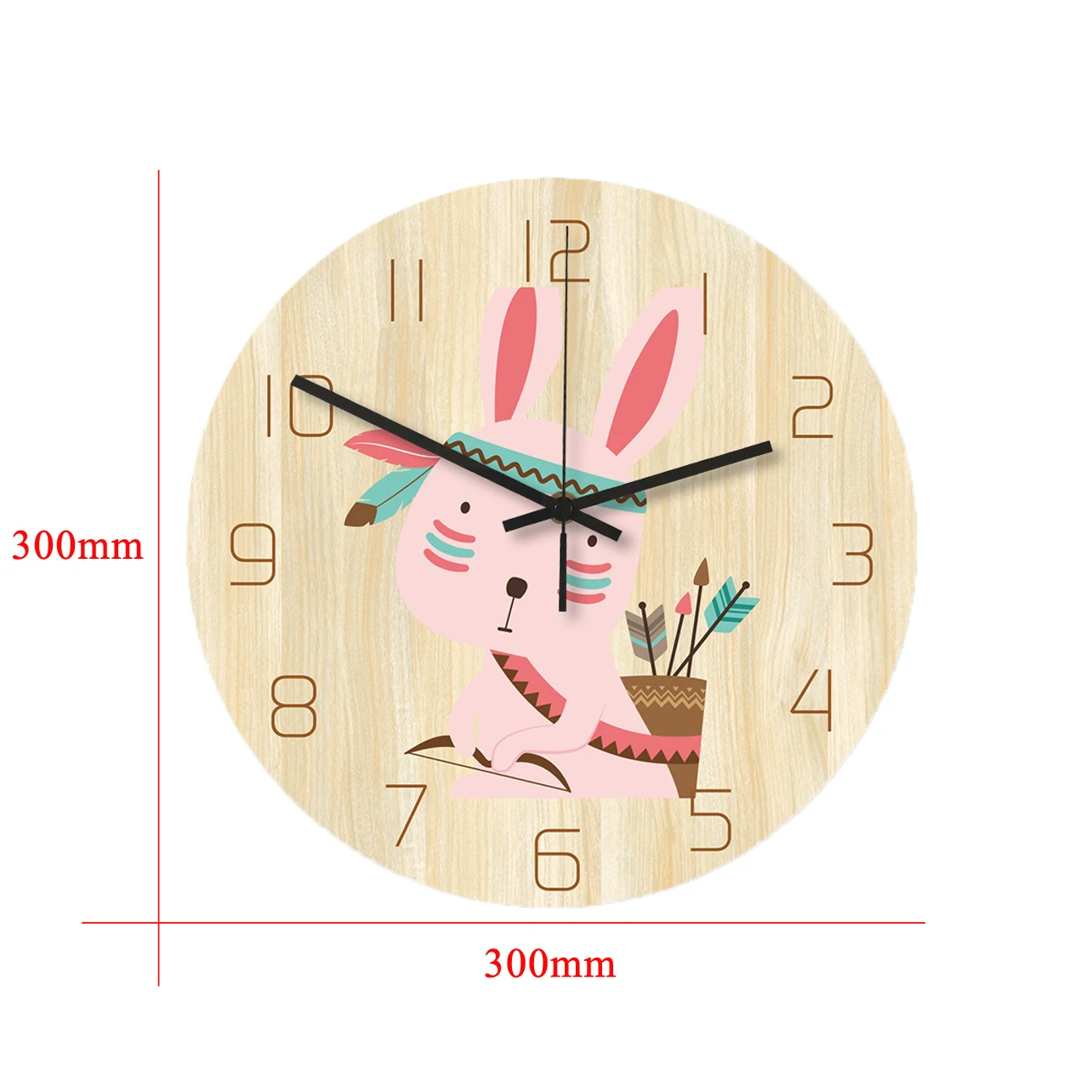 

wall clock Acrylic Material Pink Rabbit UV Painted Frameless Circle Silent Movement Dry Battery Power Kids Room Fashion Decor