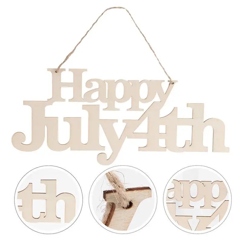 

3 Pcs Independence Day Hanging Decors Wooden 4th of July Pendants
