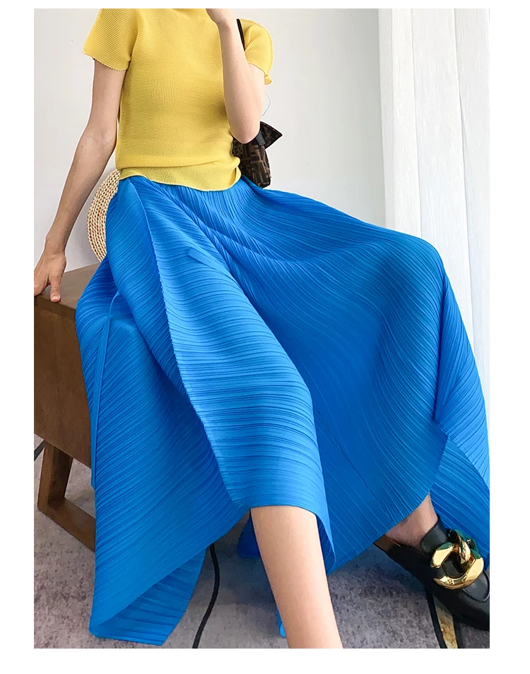 

Miyake/плиссированная юбка-зонт трапециевидной формы с высокой талией, летняя юбка средней длины, новый дизайн, универсальная Облегающая Юбка ...