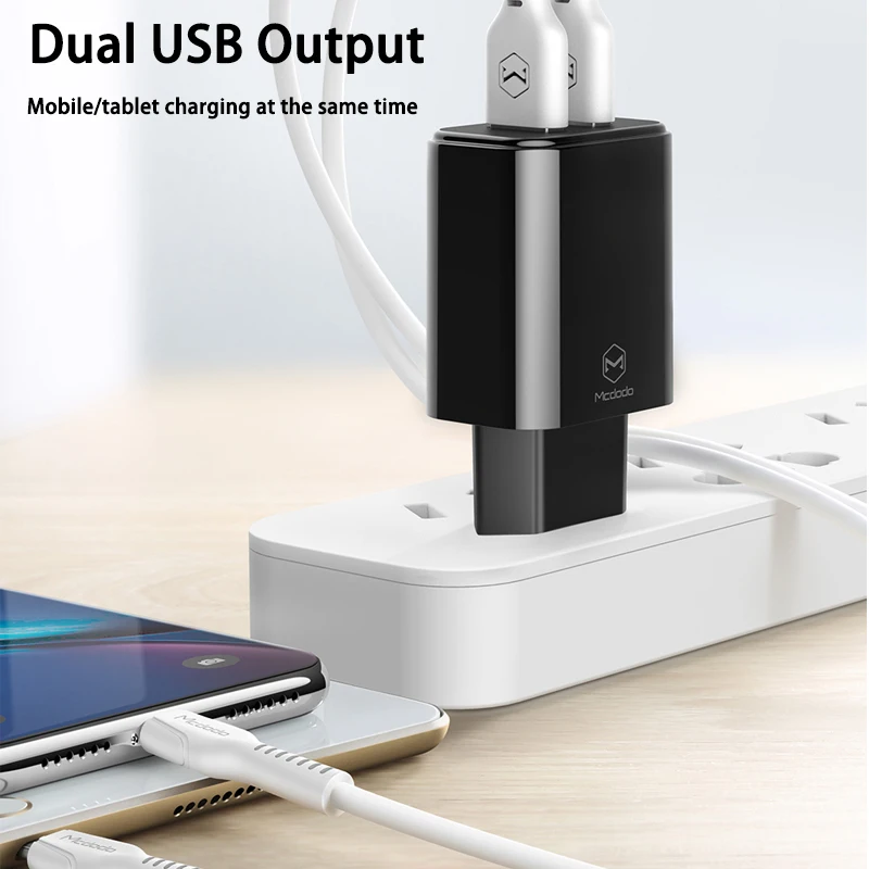 Mcdodo, 2 порта, USB, быстрое зарядное устройство для мобильного телефона, для iPhone, samsung, xiaomi, универсальное, 2.4A, быстрая зарядка, USB, настенный адаптер для путешествий, EU
