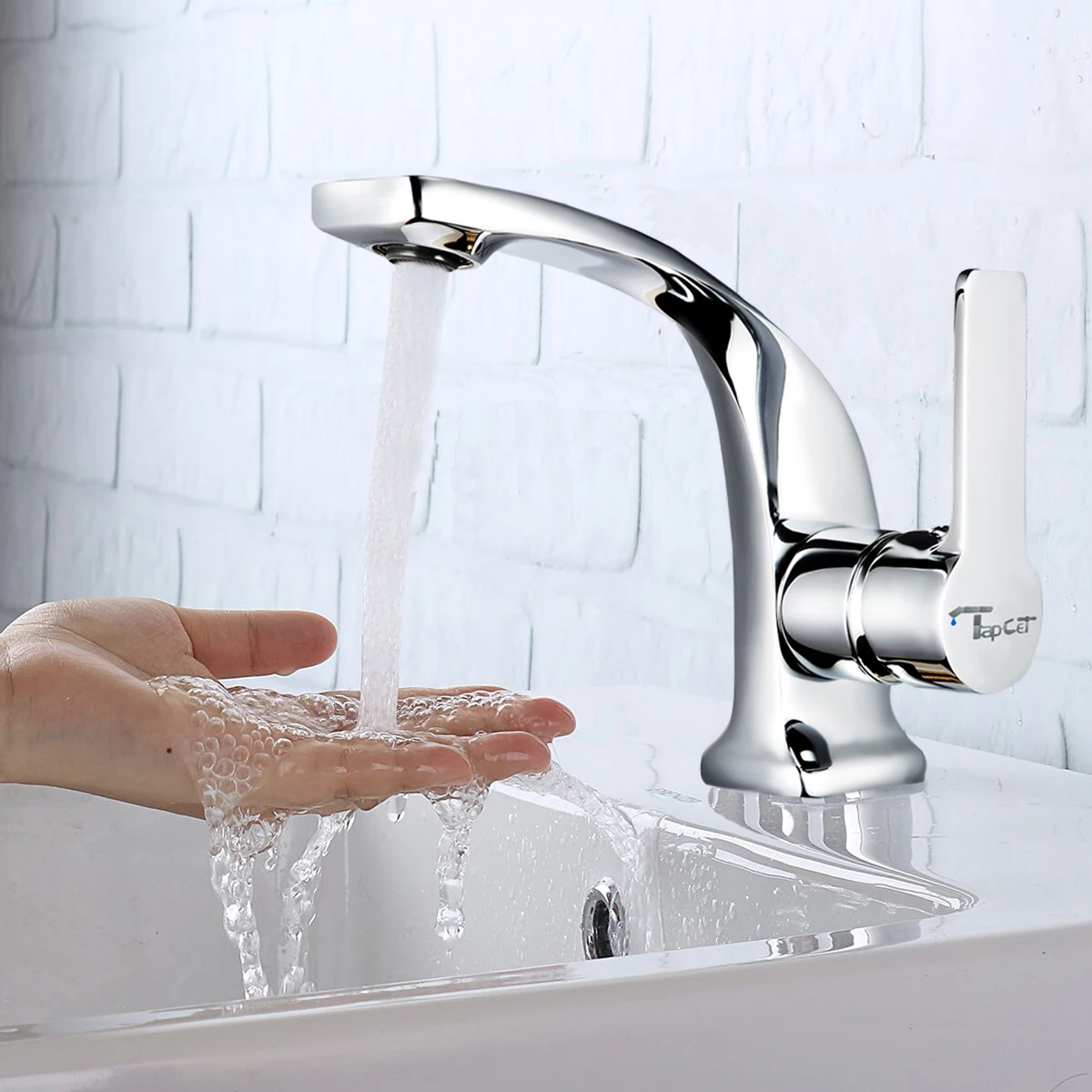 Модный смеситель для ванной комнаты TAPCET хромированный раковины с одной ручкой