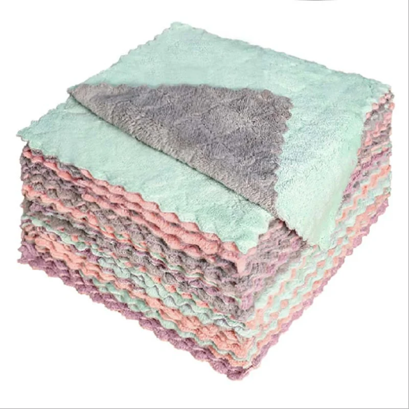 

5/8 pieces of non-stick oil household cleaning cloth double-layer absorbent microfiber kitchen dish cloth kitchen tools
