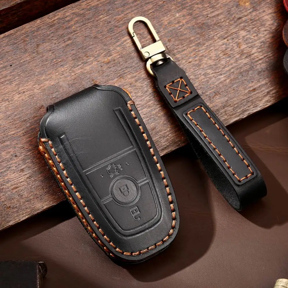 

Genuine Leather Car-Button Cover Keychain Case Car-styling Protective Shell for Ford Focus Mondeo Winning Maverick Fu Ruisi Yibo
