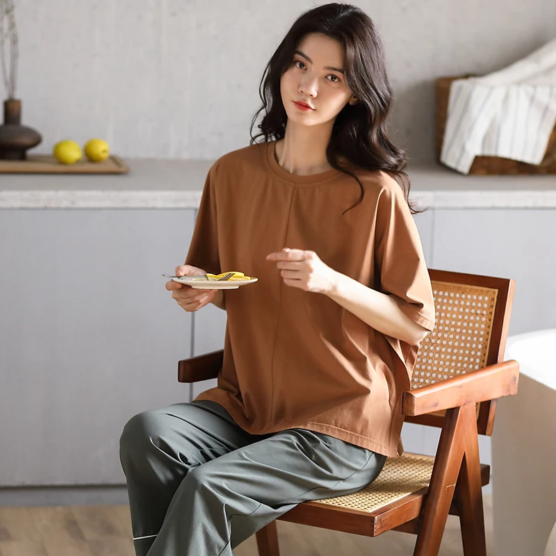 Асимметричный женский пижамный комплект с уникальным дизайном Хлопковая пижама