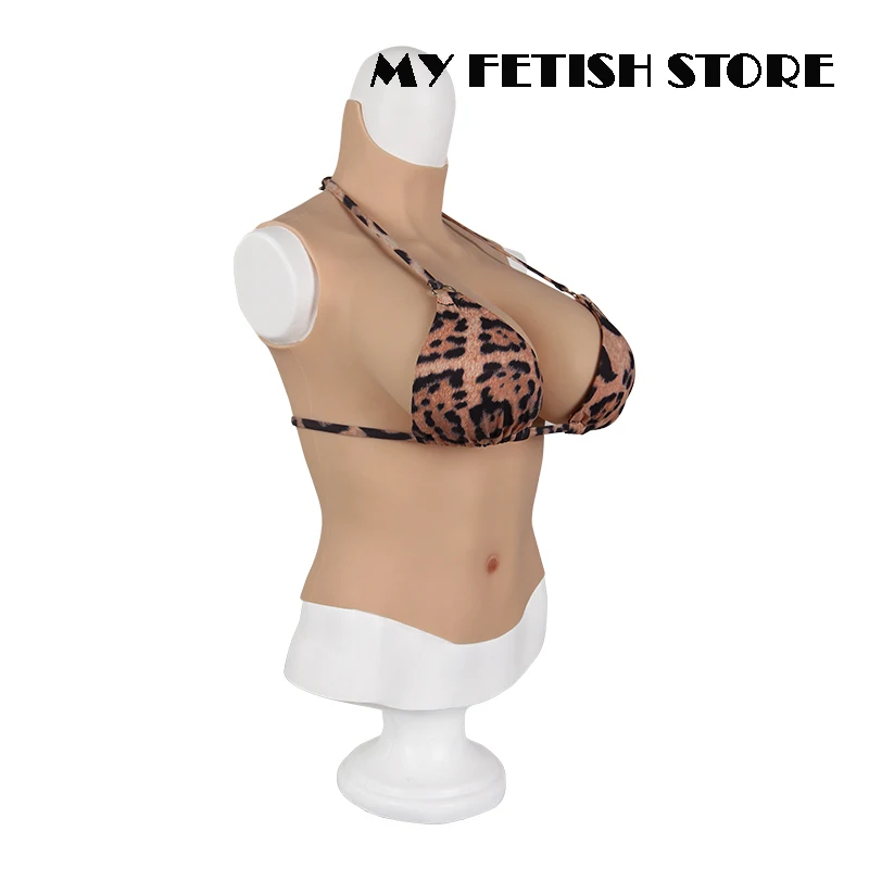 6th Generation Sleeveless Cross dressing Realistic Soft Silicone C D E Cup Half Body Breast Form Suit Fake Boobs For Shemale