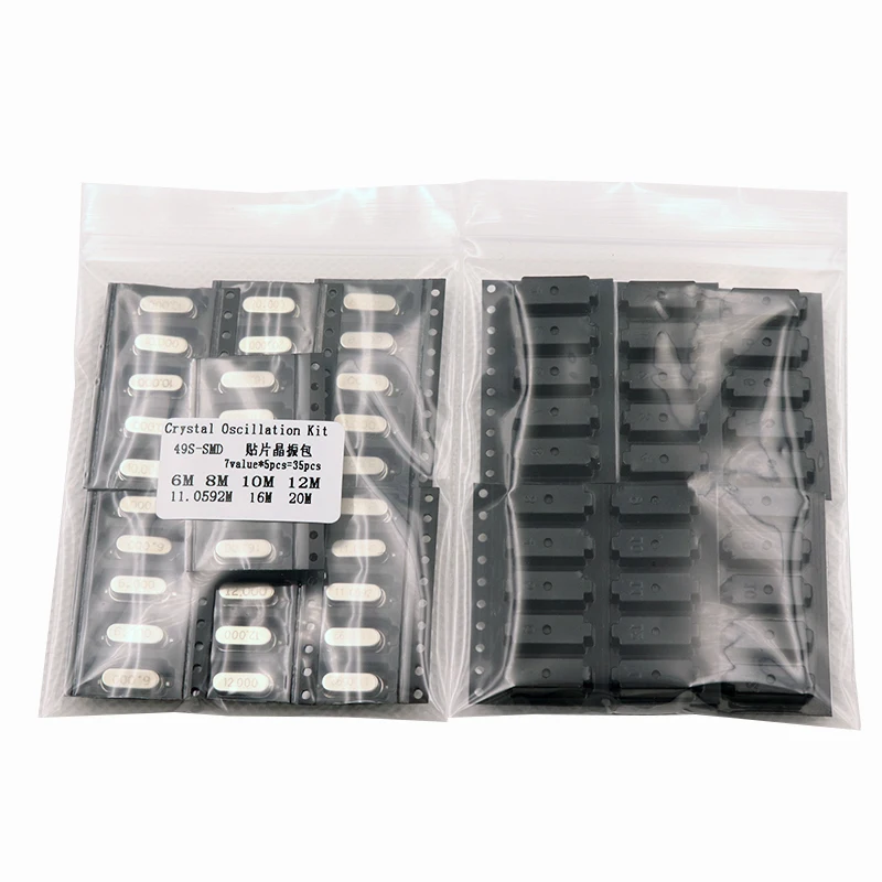 49S-SMD 35PCS/Lot SMD Crystals 6Mhz 8Mhz 10Mhz 12Mhz 16Mhz 20Mhz 11.0592Mhz Mhz 49SMD Crystal Oscillator Kit 7 kinds* 5pcs=35pcs