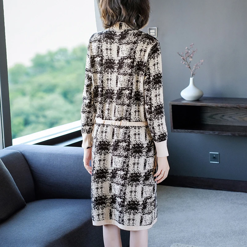 Plus Size Female Jacquard Pullover Sweater Dress 2020 Autumn Winter Women Elegant Casual Long Sleeve Loose Knitted Dresses L4154 | Женская